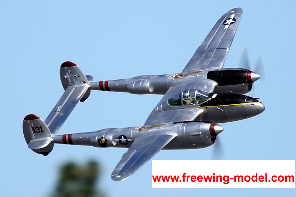 FlightLine RC P-38L Lightning Pacific Silver 1600mm (63 inch) Wingspan - PNP RC Airplane
