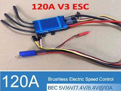 Freewing 120A V3 ESC Brushless Speed Control with Reverse Brake Function